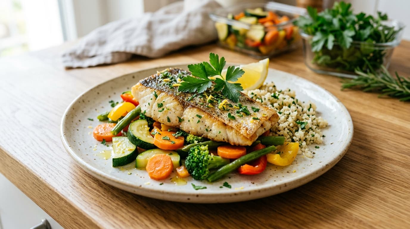 Featured image for "Smart Kitchen Strategies: Mastering Meal Prep and Storage for a Low Histamine Diet": A brightly lit kitchen counter with neatly organized, pre-chopped fresh vegetables (like carrots,...