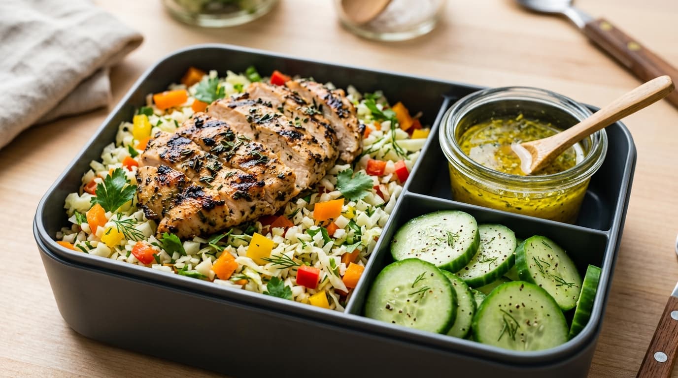 Featured image for "Effortless Lunches: Quick & Easy Low FODMAP and Low Oxalate Meal Prep Ideas for Busy Weeks": A vibrant, organized bento box filled with a low FODMAP and low oxalate lunch