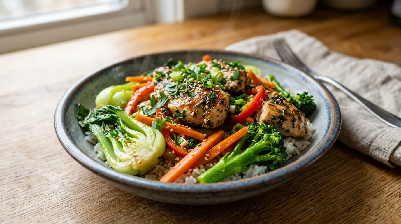 Featured image for "Beyond the Grill: Creative Low Histamine Cooking Methods for Flavorful Meals": A vibrant and fresh kitchen scene, with an Instant Pot, an air fryer, and a pan on a stovetop, su...