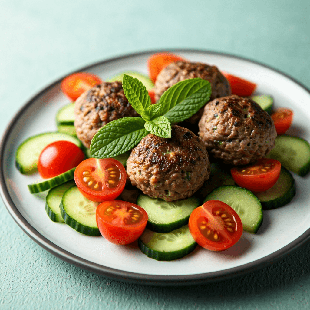 Lamb and Feta Meatballs with Cucumber Salad